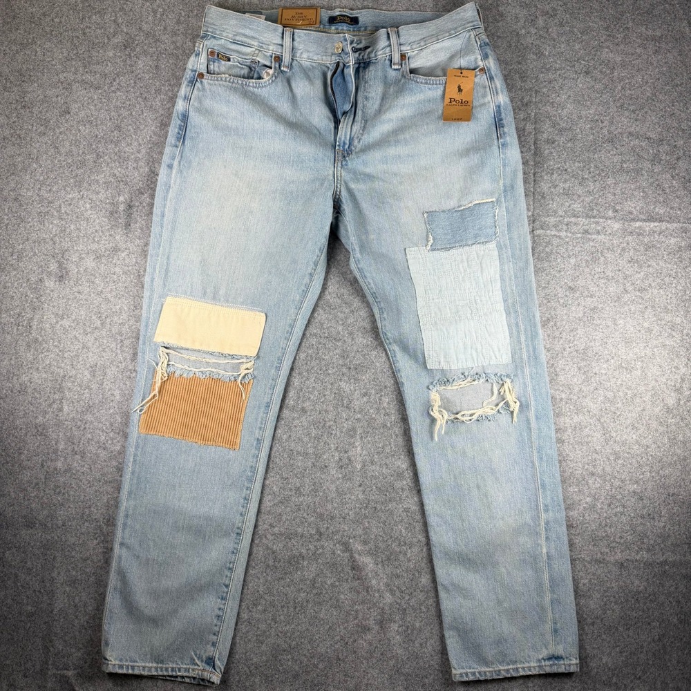 Polo Ralph Lauren Avery Boyfriend Patchwork Distressed Jeans Light Wash 27 NEW